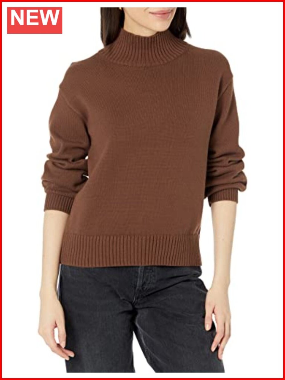Women's Cotton Pullover Sweater Funnel Neck Blouson Sleeve